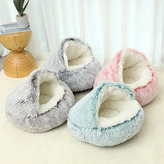 Semi-Enclosed Cozy Pet Bed for Cats & Dogs - Cotton Washable Shell