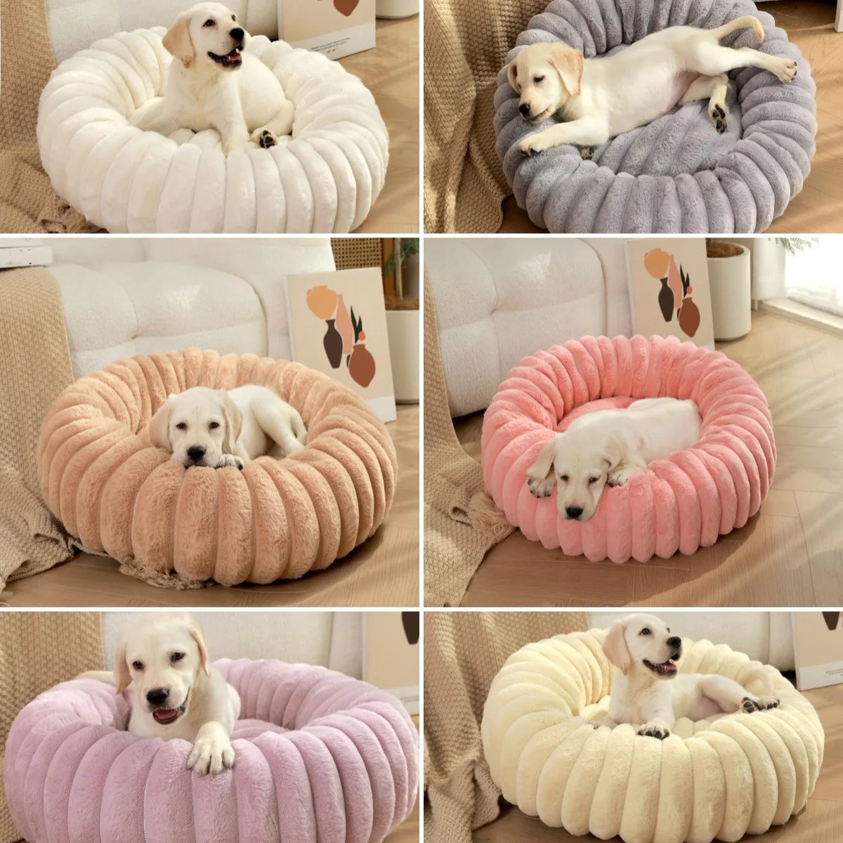 All-Season Round Pet Bed for Large Dogs & Cats - Washable Cozy Sofa