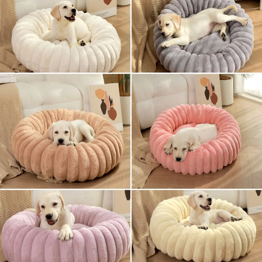 All-Season Round Pet Bed for Large Dogs & Cats - Washable Cozy Sofa